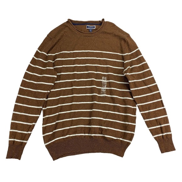 Club Room Mens Gregor Striped Crewneck Sweater Brown L - Picture 1 of 4